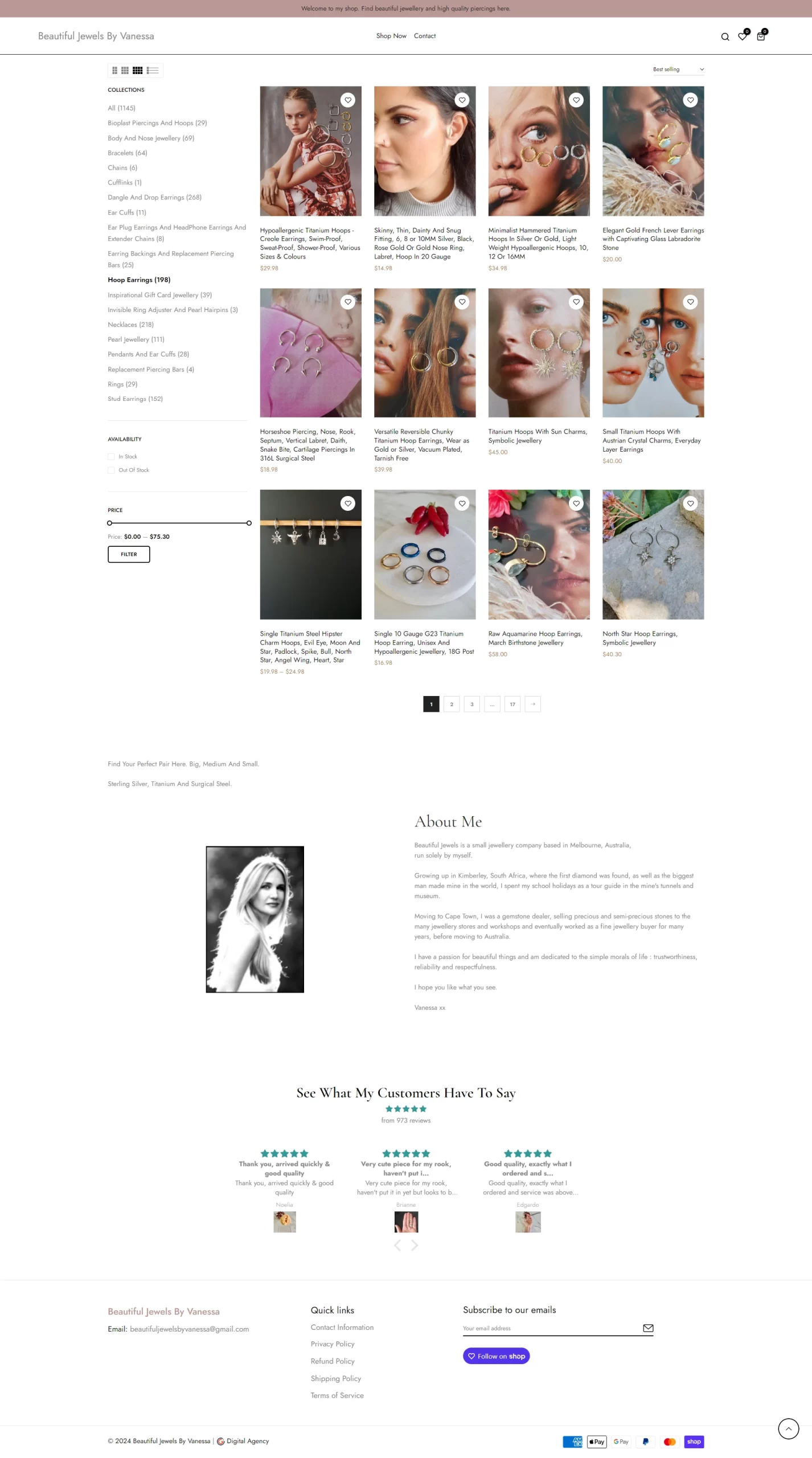 Beautiful Jewels By Vanessa - Hoop Earrings Page - Growthdigital - CaseStudy